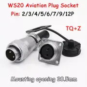 WS20 Aviation Plug + Socket Connector Adapter 2/3/4-15 Pin Screw Connection