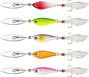 Fishing Spinner Baits - with Feather Tail Fishing Gear Bait 5X,Tackle Accessories, Spoon-Shaped Metal Hooks Sequins for All Kinds of Waters Trout, Whitefish, Bream