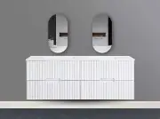 CERAMIC 1500mm DOUBLE BASIN BATHROOM VANITY with SOFT CLOSING DRAWERS