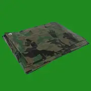 Camouflage Tarpaulin 2.4m x 3m Tarp Waterproof Camping Army Green