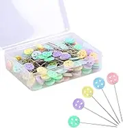 200 PCS Flat Head Pins, Straight Pins, Sewing Pins for Fabric, Button Colored Heads Quilting Pins, Boxed for Sewing DIY (Assorted Colors), Mixed
