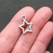 BULK 40 Star Charms Antique Silver Tone Classic and Elegant 2 Sided - SC1877