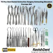 Dental Oral Extraction Surgery Extracting Elevator Forceps 75 Pcs Kit