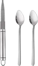 Grapefruit knife & Grapefruit Spoons, Grapefruit Utensil 3 Pieces Set, Stainless Steel Serrated Edges Grapefruit Knife and Spoon, Dishwasher Safe & Kitchen Utensils (Silver)