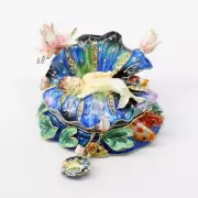 Kingspoint Baby Mermaid in Lily Pad Cradle Trinket Box with Matching Necklace