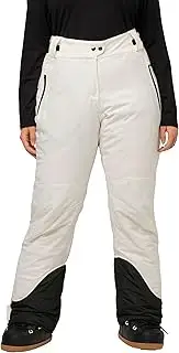 [Ulla Popken] Women's Functional Ski Trousers Waterproof Plain Trousers, Snow White