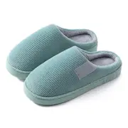 Women Men Winter Slipper Warm Plush Lined Anti-Slip Home Indoor Slippers Slides - Green