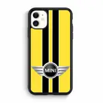 MINI COOPER 風格黃色 TPU 玻璃手機殼防摔保護套適用於 IPHONE XS 15 12 13 14 PRO