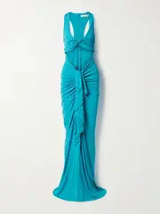 [Christopher Esber] Christopher Esber - Vivenda Cutout Draped Jersey Maxi Dress - Teal - UK 6 UK 6 Blue