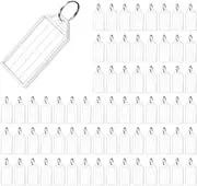 Binxind 200 Pieces Key Tags 2 Inch Plastic Key Chain Tags with Ruled Blank Transparent Covers and Item Identifiers
