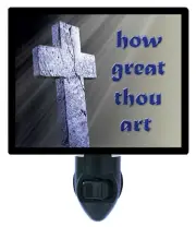 Religious Decorative Photo Night Light, How Great Thou Art, Cross