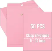 Whaline 50Pcs 9 x 12 Inch Light Pink Clasp Envelopes Catalogue Letter Envelopes Cute Mailing Envelopes with Clasp Closure & Gummed Seal for Home Office School Business Legal