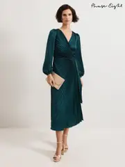 Phase Eight Green Gracie Sunray Pleated Midi Dress (AN3251) | $367