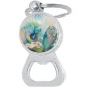 Watercolor Manatees Bottle Opener Keychain - Metal Beer Bar Tool Key Ring