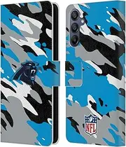 Head Case Designs Officially Licensed NFL Camou Carolina Panthers Logo Leather Book Wallet Case Cover Compatible with Samsung Galaxy A15
