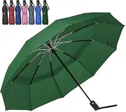 [LANBRELLA] Umbrella Windproof Travel Umbrella, Vented Folding Umbrella, Compact Double Canopy Auto Open Close 10 ribs - D2.7 Dark Green