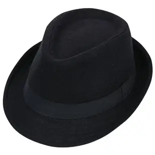 帽子男士毛呢小禮帽韓版潮純色簡約紳士帽女英倫復古爵士帽表演帽