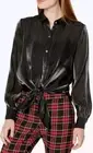 Vince Camuto NWT Black Button Up Tie Front Iridescent Blouse Long Sleeve Size XL