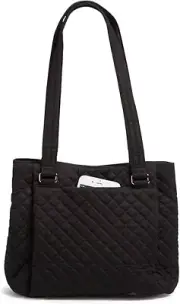 Vera Bradley Women's Cotton Multi-Compartment Shoulder Satchel Purse Black