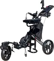 CaddyTek CaddyLite EZ-S Pro One-Click Folding 3-Wheel Golf Buggy with 360-Degree Swivel Front Wheel - Black + Removable Seat - 12-Month Australian Warranty