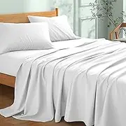 My Home Store Soft Premium 100% Egyptian Cotton 300 Thread Count Hotel Quality Flat Sheet Easy Care Fade Resistant (White, Super King (108"x122")