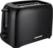 [Daewoo] Essentials 2 Slice Toaster – Compact Black Toaster with Adjustable Browning Control & Slide-Out Crumb Tray, Easy to Clean, 700W Electric Breakfast Appliance
