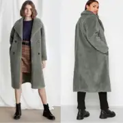 Rebecca Minkoff Double Breasted Wool Blend Coat Bay Green Size Large