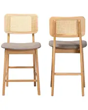 Baxton Studio Dannon Mid-Century Modern 2pc Counter Stool Set