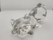 Fenton Clear Art Glass Playful Crouching Cat Kitten Figurine Paperweight Stamped