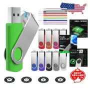 Compact 32GB Flash Drive Set - 10 Colorful USB Memory Sticks with Lanyards