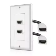 HDMI Wall Plate Dual 2 Port Socket Plug Jack Outlet Cover 4K Ethernet Pass-Thru