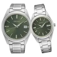 在飛比找PChome24h購物優惠-SEIKO 精工 CS系列簡約大三針時尚對錶/綠 (6N52