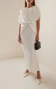 [Bernadette] Gislene Cape-Detailed Crepe Maxi Dress