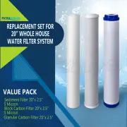 20" x 2.5" Replacement Water Filters Cartridges Sediment CTO Block & GAC