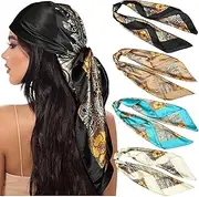 [AOMZKOL] Satin Large Square Head Scarves - Silk Like Neck Scarf Hair Sleeping Wraps Satin Silk Scarfs for Women