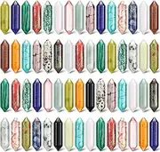 60 Pcs Crystal Hexagonal Wand Stones Bulk Worry Stones Healing Bullet Crystals Stones Sets Witch Hexagonal Bullet Shaped Gemstones Chakra for Witchcraft Meditation Divination(Classic Colors)
