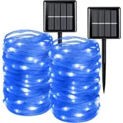 2 PCS Blue Solar Fairy Lights Outdoor Waterproof, 66ft 200 LED String Lights,...
