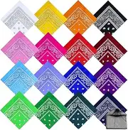 [JEOJEOY] 16 Pieces Paisley Bandanas Cowboy Bandana Handkerchiefs Paisley Print Head Wrap Scarf, Assorted 16 Colors