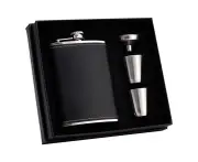 Hip Flask Gift Set,Hip Flasks for Liquor for Men with Black Leather Cover