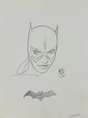 BATGIRL BY CHAD SPILKER ORIGINAL ART PENCIL SKETCH SIGNED 2004