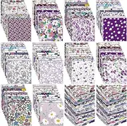 600 Pcs 4 x 4 Inch Cotton Fabric Square Quilting Patchwork Fabric Multi Color Printed Floral Square Fat Flower Animals Cartoon Fabric Bundles for DIY Crafts Cloths Handmade Accessory (Elegant Style)