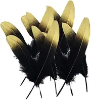 JMYLCTBD Dipped Gold and Black Goose Feathers for Crafts 15-20CM 6-8" Duck Feathers Wedding Feather Decoration Plumes 100 Pcs