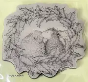 House Mouse Stampendous Cling Rubber Stamp Wreath Kiss New