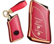 TECART Key Fob Cover Fit for Lexus Ux200 Soft TPU Keychain Key Case Key Shell Box Accessories Protector 3 Button, R-red, R-Keychain