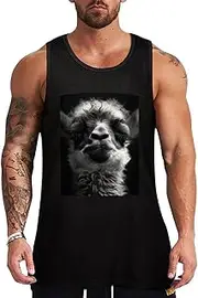 [NQHJT] Men Tank Tops Flowers Black Cats A Little Camel Sleeveless T Shirts for Men's Fitness Quick Dry Gym Tank Top for Men