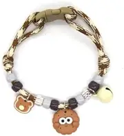 Cat Collar, Kitten Collar with Bell, Polyester, Not Tear-Off, Personalised Pet Accessories, Adjustable, Collar for Girls and Boys, Brown, 20-30 cm