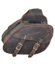 Motorcycle 2 Pc Large throwover Distressed Brown Real Leather Saddlebag Luggage