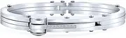 [Bling Jewelry] Biker Handcuff Bangle Bracelet for Men Black Silver Tone Stainless Steel 8 Inch Button Hinge Clasp