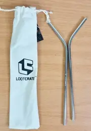 Loot Crate Metal Straw Set - Set of 2 Straws - New not used