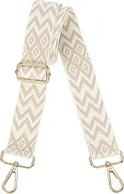 [uxcell] Purse Straps Replacement Crossbody, 1.5 Inch Wide Shoulder Bag Strap Adjustable Canvas Straps for Handbag Wallet Clutch Bags with Light Gold Buckle, Light Brown Geometrical